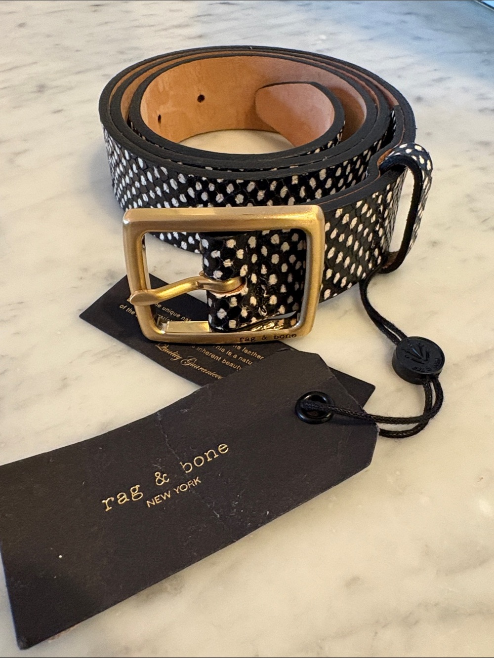 rag & bone black/white boyfriend belt NWT size small